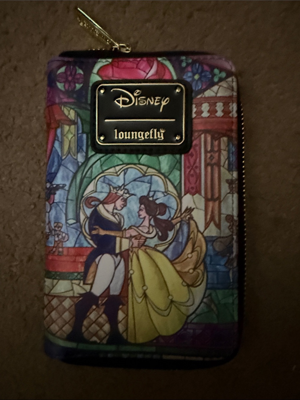 Disney x Loungefly Belle & Beast Stained Glass Wallet - Yellow, Purple, Blue